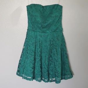 Emerald green lace dress